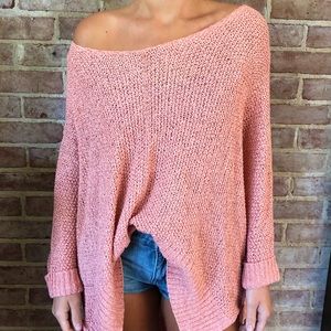 Knitted pink oversized sweater